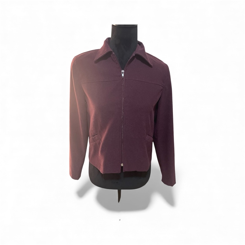 Vintage Burgundy Zip-Up Jacket